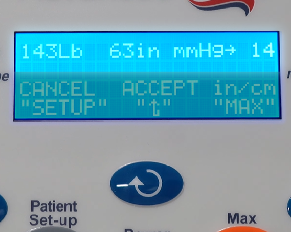 Screen showing weight and height settings for customized therapy